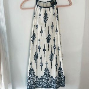 Women's white and navy blue patterned dress